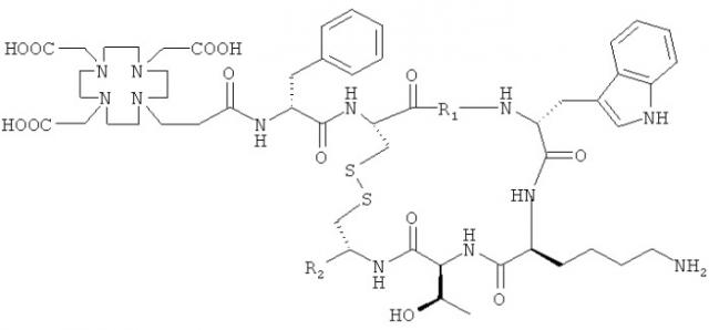 Октапептид для получения радиофармацевтических средств, радиофармацевтическое средство на его основе и способ диагностики опухолей, экспрессирующих соматостатиновые рецепторы (патент 2457215)