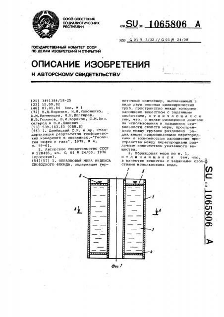 Образцовая мера индекса свободного флюида (патент 1065806)