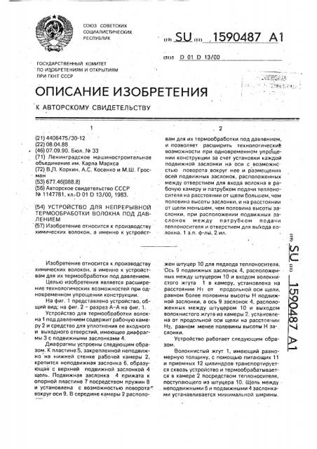 Устройство для непрерывной термообработки волокна под давлением (патент 1590487)