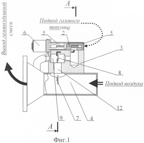 Устройство для подачи газообразного топлива в двигатель внутреннего сгорания с регулятором соотношения расходов газа и воздуха (патент 2375602)