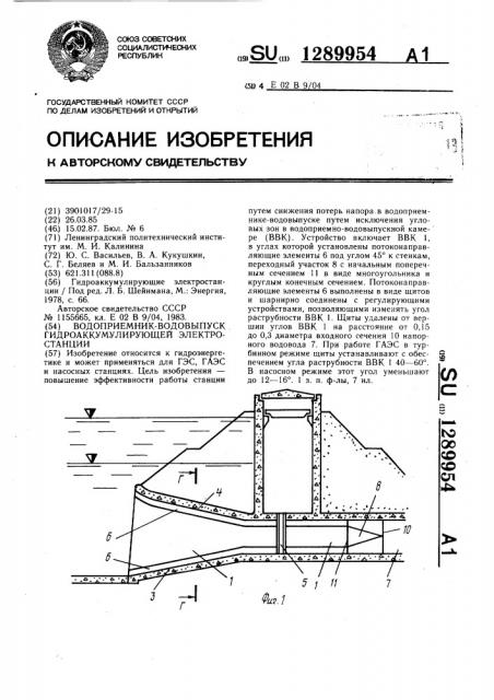 Водоприемник-водовыпуск гидроаккумулирующей электростанции (патент 1289954)