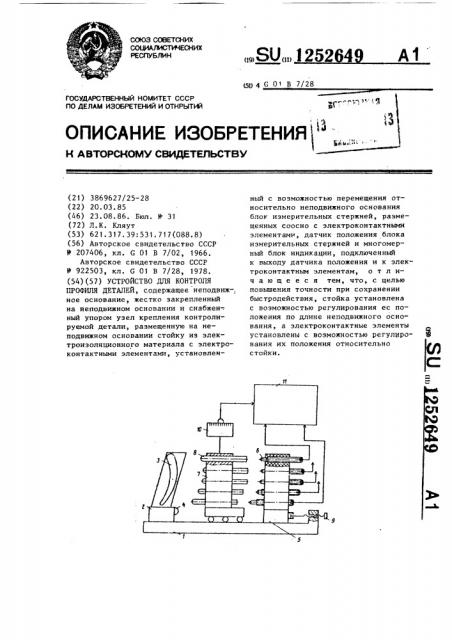 Устройство для контроля профиля деталей (патент 1252649)