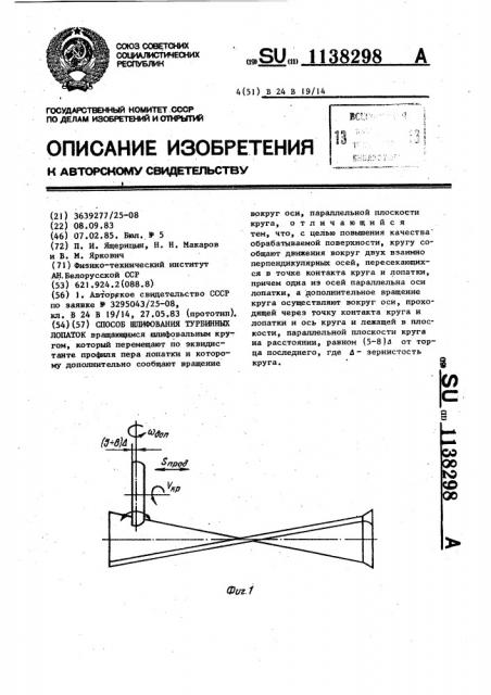 Способ шлифования турбинных лопаток (патент 1138298)