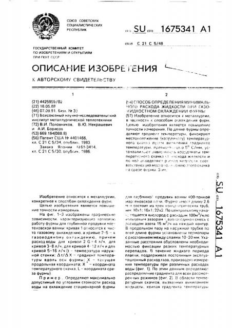 Способ определения минимального расхода жидкости при газожидкостном охлаждении фурмы (патент 1675341)