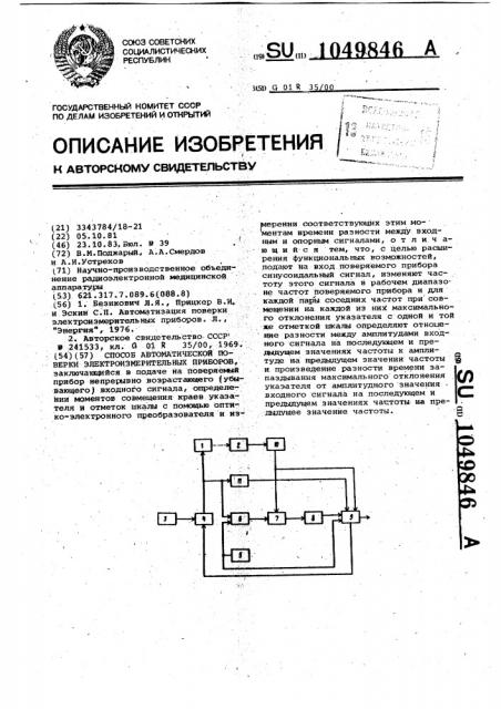 Способ автоматической поверки электроизмерительных приборов (патент 1049846)