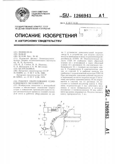 Рабочее оборудование одноковшового экскаватора (патент 1266943)