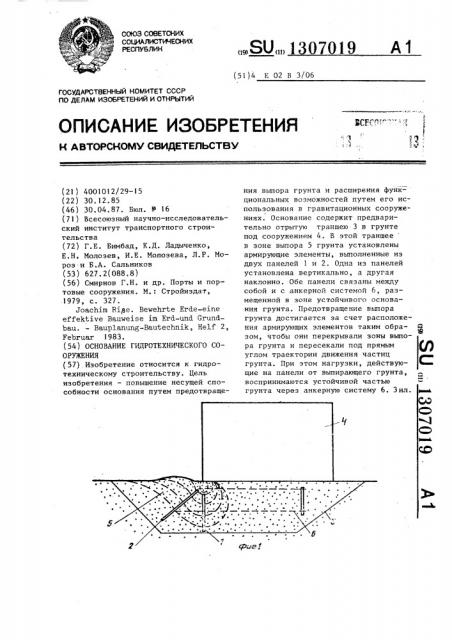 Основание гидротехнического сооружения (патент 1307019)