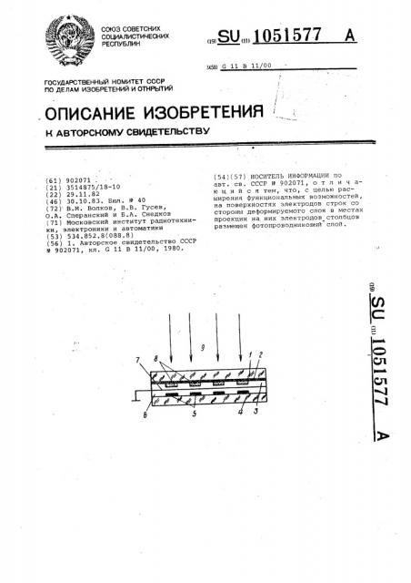 Носитель информации (патент 1051577)