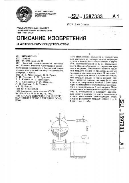 Способ выгрузки из цистерн наливных грузов с твердым осадком (патент 1597333)