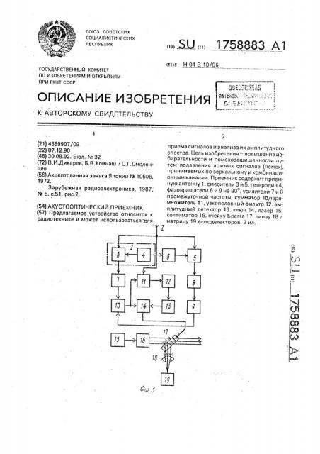 Акустооптический приемник (патент 1758883)