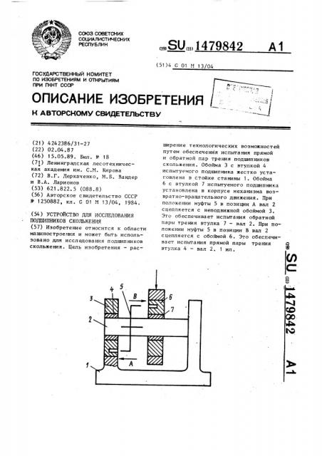 Устройство для исследования подшипников скольжения (патент 1479842)