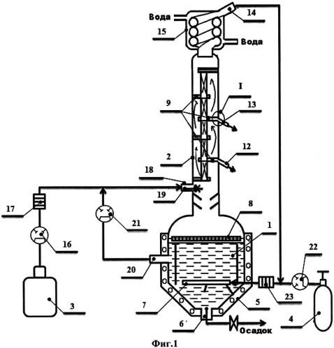 Устройство для ректификационной перегонки жидкой фракционной смеси в токе носителя (патент 2544698)