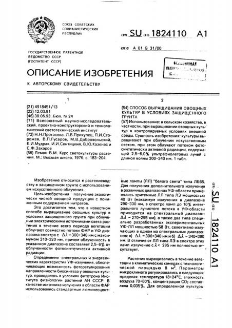 Способ выращивания овощных культур в условиях защищенного грунта (патент 1824110)