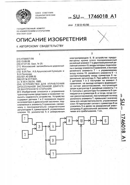 Устройство для управления дроссельной заслонкой двигателя внутреннего сгорания (патент 1746018)