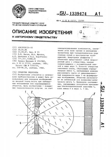 Объектив эндоскопа (патент 1339474)