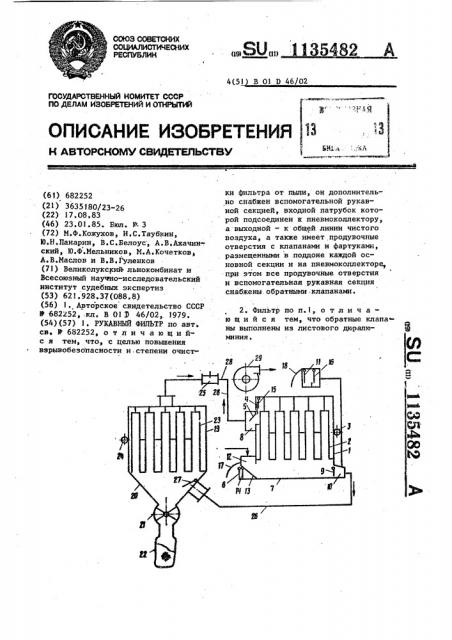 Рукавный фильтр (патент 1135482)