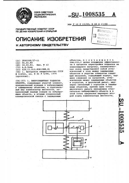 Виброзащитная подвеска объекта (патент 1008535)