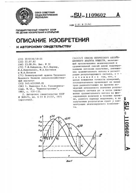 Способ оптического абсорбционного анализа веществ (патент 1109602)