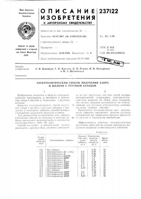 Патент ссср  237122 (патент 237122)
