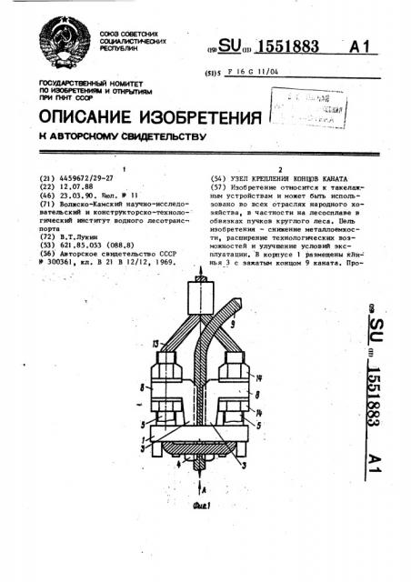 Узел крепления концов каната (патент 1551883)