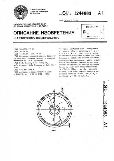 Канатный блок (патент 1244083)