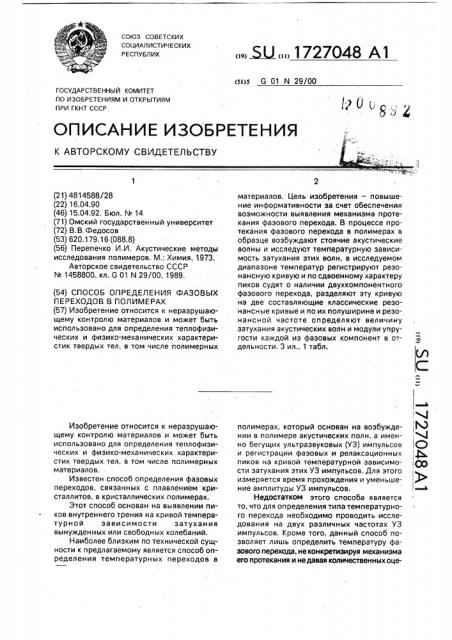 Способ определения фазовых переходов в полимерах (патент 1727048)