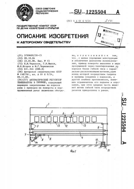 Автоматический регулятор температуры в теплице (патент 1225504)