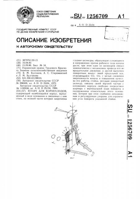 Копач для корнеплодов (патент 1256709)