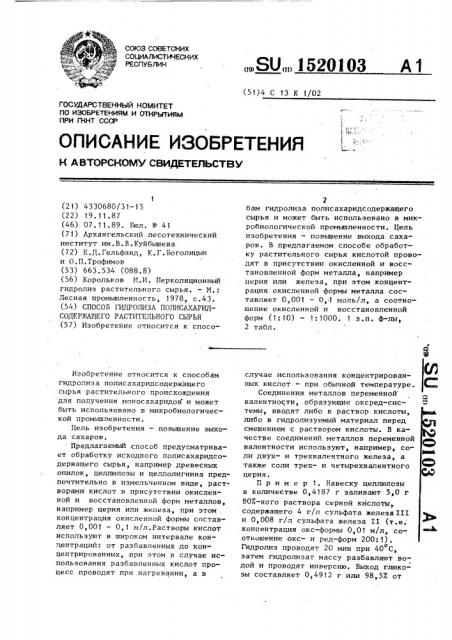 Способ гидролиза полисахаридсодержащего растительного сырья (патент 1520103)