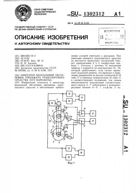 Имитатор визуальной обстановки тренажера транспортного средства (его варианты) (патент 1302312)