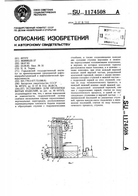 Установка для пропитки витых изделий (патент 1174508)