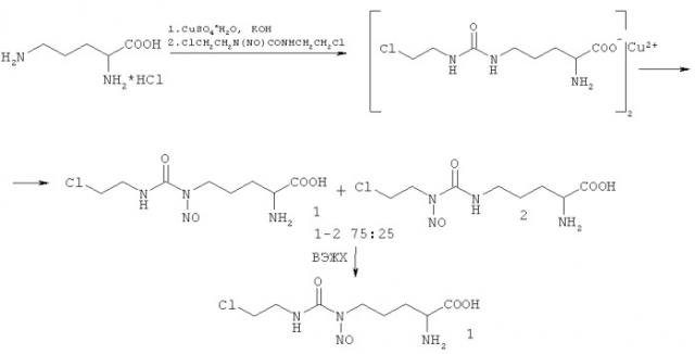 Nδ-нитрозо-nδ-[(2-хлорэтил)карбамоил]-l-орнитин (патент 2503657)