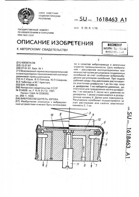 Вибровозбудитель юрова (патент 1618463)