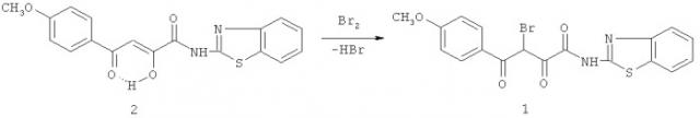 N-(2-бензотиазолил)амид 3-бром-2,4-диоксо-4-(4-метоксифенил)бутановой кислоты, обладающий гипогликемической активностью (патент 2455293)