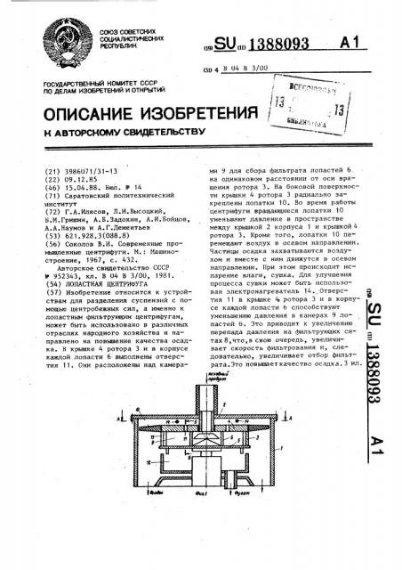 Лопастная центрифуга (патент 1388093)
