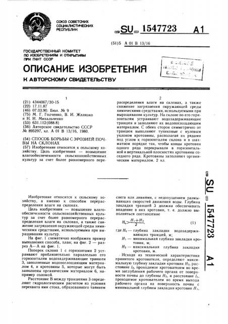 Способ борьбы с эрозией почвы на склонах (патент 1547723)