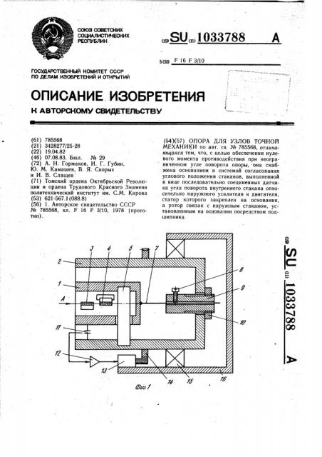 Опора для узлов точной механики (патент 1033788)