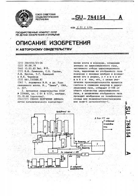 Способ получения аммиака (патент 784154)