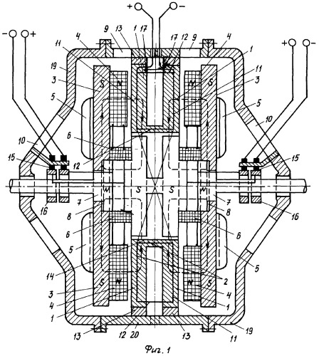 Униполярный бесколлекторный торцовый генератор постоянного тока (патент 2284629)