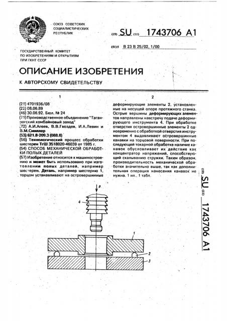 Способ механической обработки полых деталей (патент 1743706)