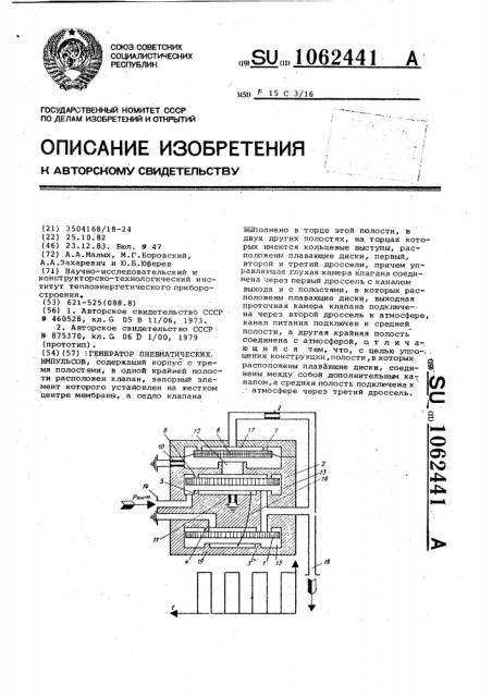 Генератор пневматических импульсов (патент 1062441)