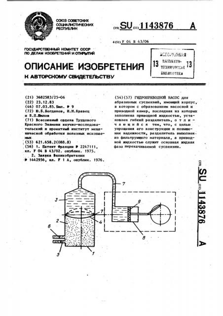 Гидроприводной насос (патент 1143876)