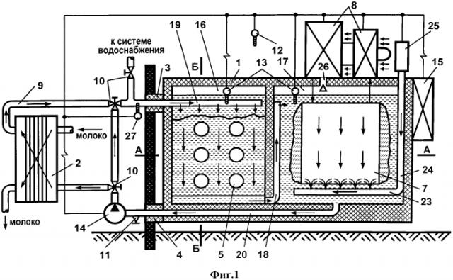 Энергосберегающая установка для получения ледяной воды на фермах и молокоприемных пунктах (патент 2557170)