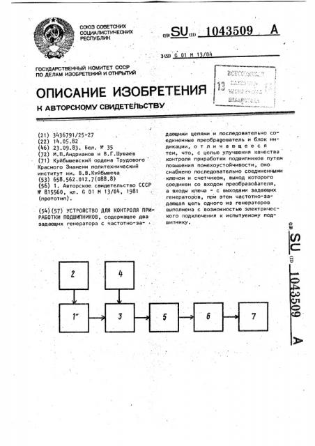 Устройство для контроля приработки подшипников (патент 1043509)