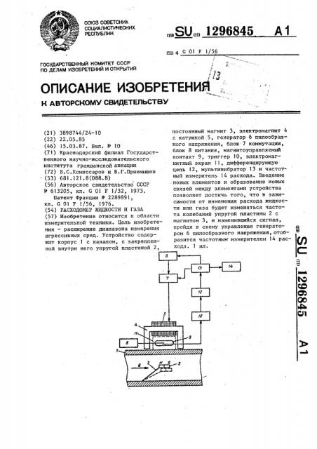 Расходомер жидкости и газа (патент 1296845)