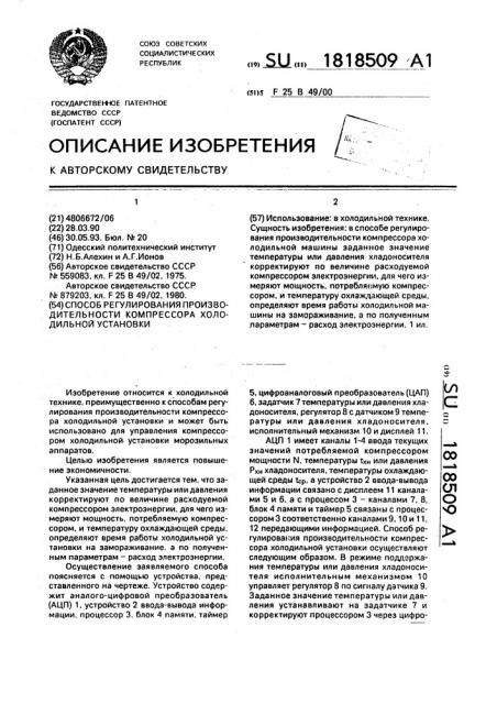 Способ регулирования производительности компрессора холодильной установки (патент 1818509)