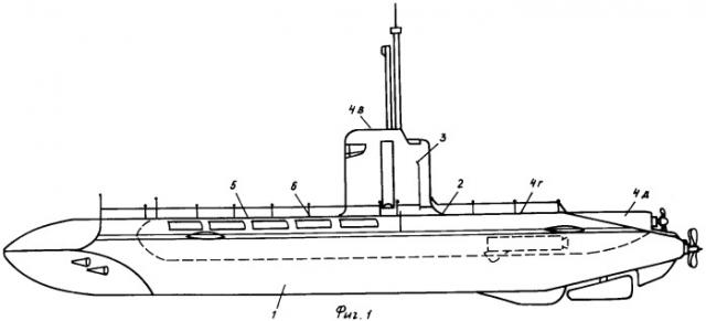 Двухмодульная подводная лодка с аварийно-спасательной системой, оснащенная оперативно-тактическим комплексом (патент 2309871)
