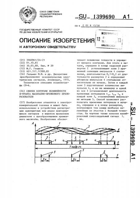 Способ контроля нелинейности х-тракта масштабно-временного преобразователя (патент 1399690)