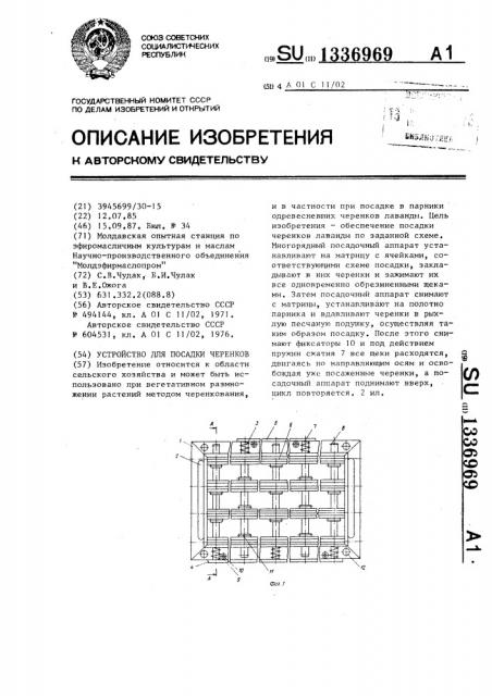 Устройство для посадки черенков (патент 1336969)