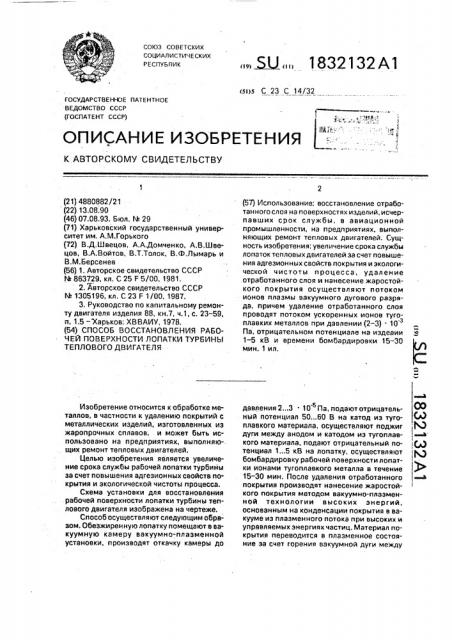 Способ восстановления рабочей поверхности лопатки турбины теплового двигателя (патент 1832132)